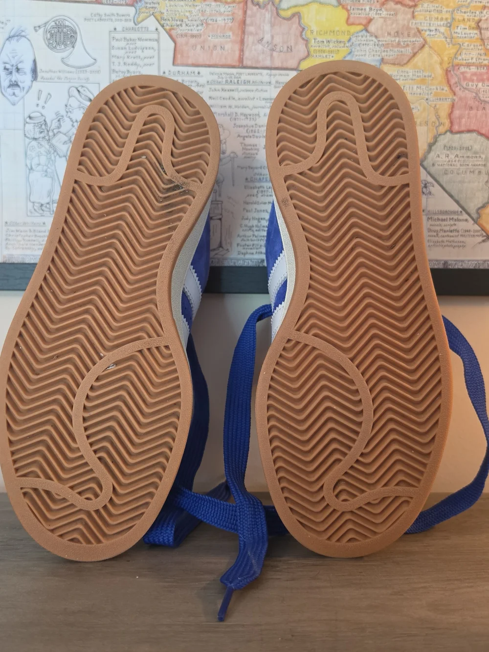 Adidas Blue Suede Sneakers with White Stripes